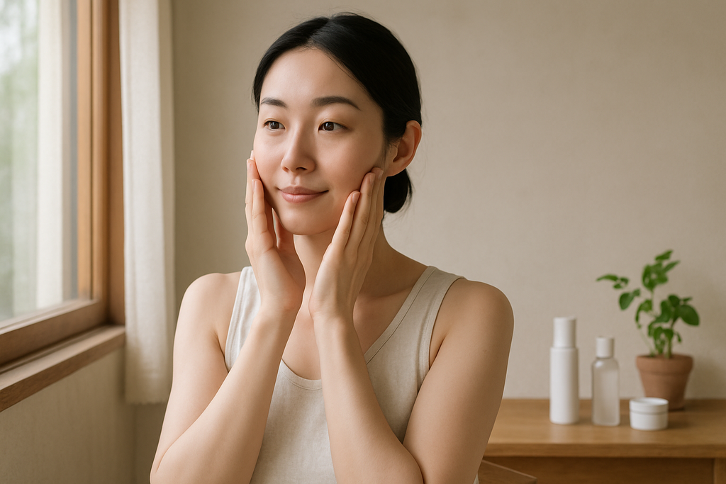 女生保濕精華護膚示範畫面